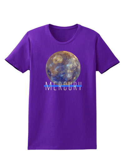 Planet Mercury Text Womens Dark T-Shirt-TooLoud-Purple-X-Small-Davson Sales