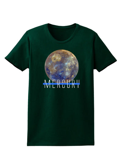 Planet Mercury Text Womens Dark T-Shirt-TooLoud-Forest-Green-Small-Davson Sales