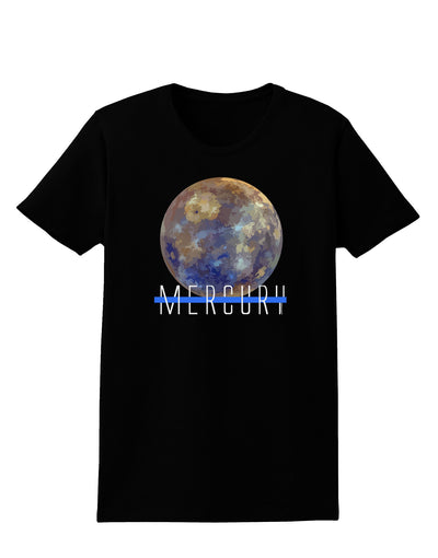 Planet Mercury Text Womens Dark T-Shirt-TooLoud-Black-X-Small-Davson Sales