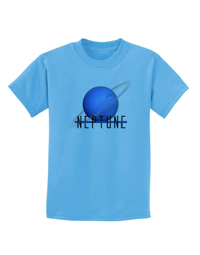 Planet Neptune Text Childrens T-Shirt-Childrens T-Shirt-TooLoud-Aquatic-Blue-X-Small-Davson Sales