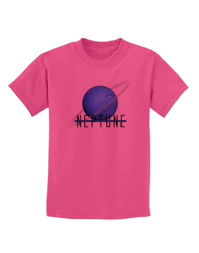 Planet Neptune Text Childrens T-Shirt-Childrens T-Shirt-TooLoud-Sangria-X-Small-Davson Sales