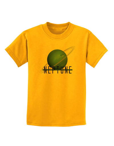 Planet Neptune Text Childrens T-Shirt-Childrens T-Shirt-TooLoud-Gold-X-Small-Davson Sales