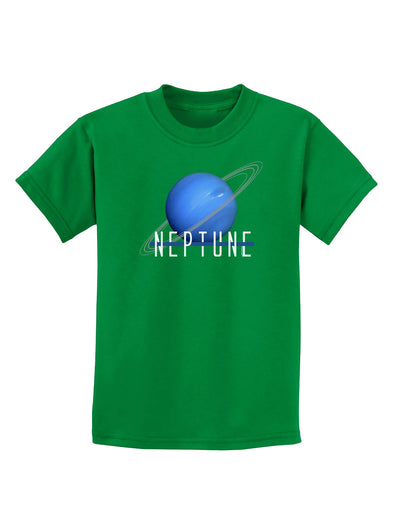 Planet Neptune Text Dark Childrens Dark T-Shirt-Childrens T-Shirt-TooLoud-Kelly-Green-X-Small-Davson Sales