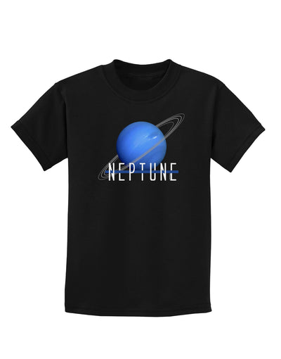 Planet Neptune Text Dark Childrens Dark T-Shirt-Childrens T-Shirt-TooLoud-Black-X-Small-Davson Sales