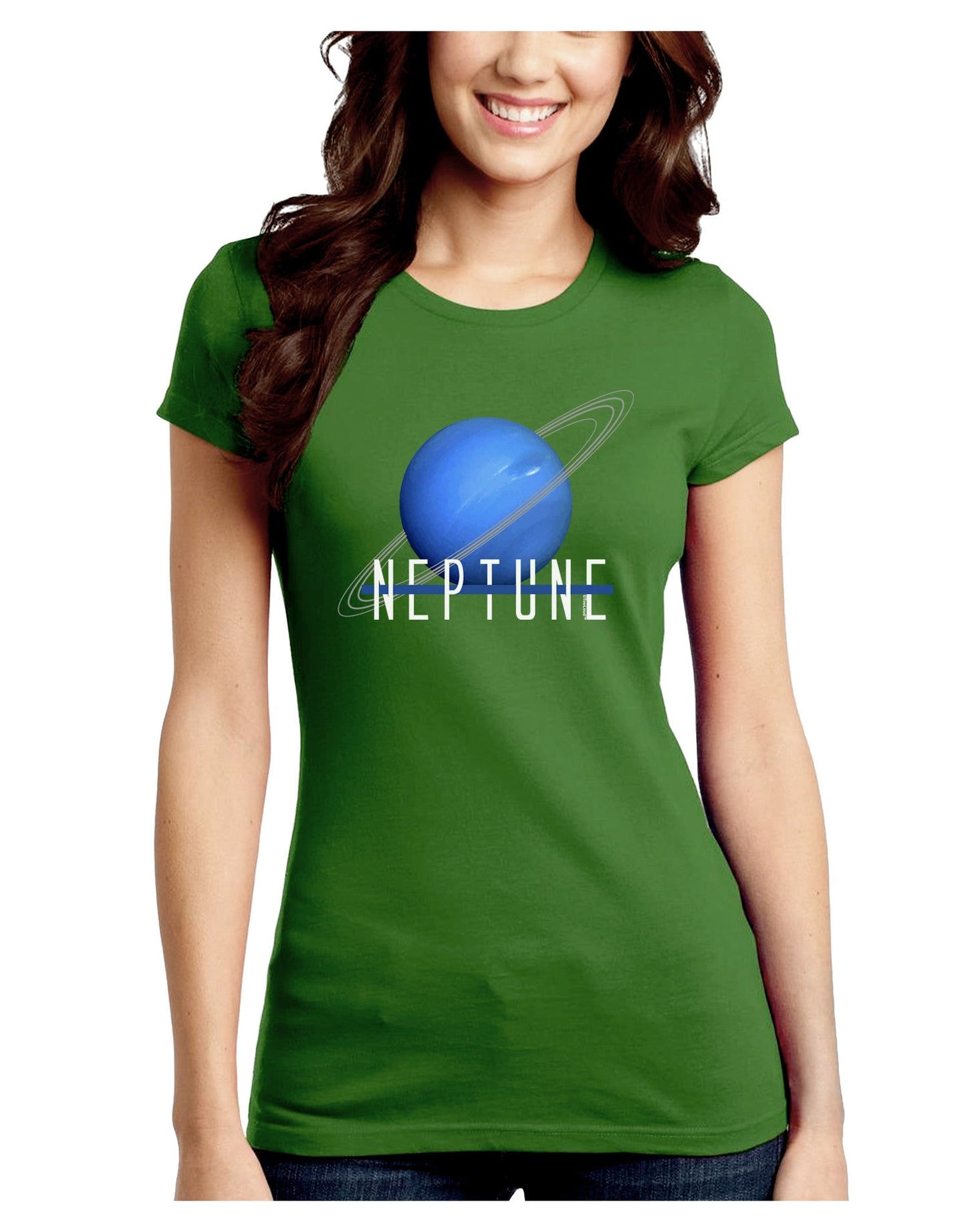 Planet Neptune Text Dark Juniors Petite Crew Dark T-Shirt-T-Shirts Juniors Tops-TooLoud-Kiwi-Green-Juniors Fitted Small-Davson Sales