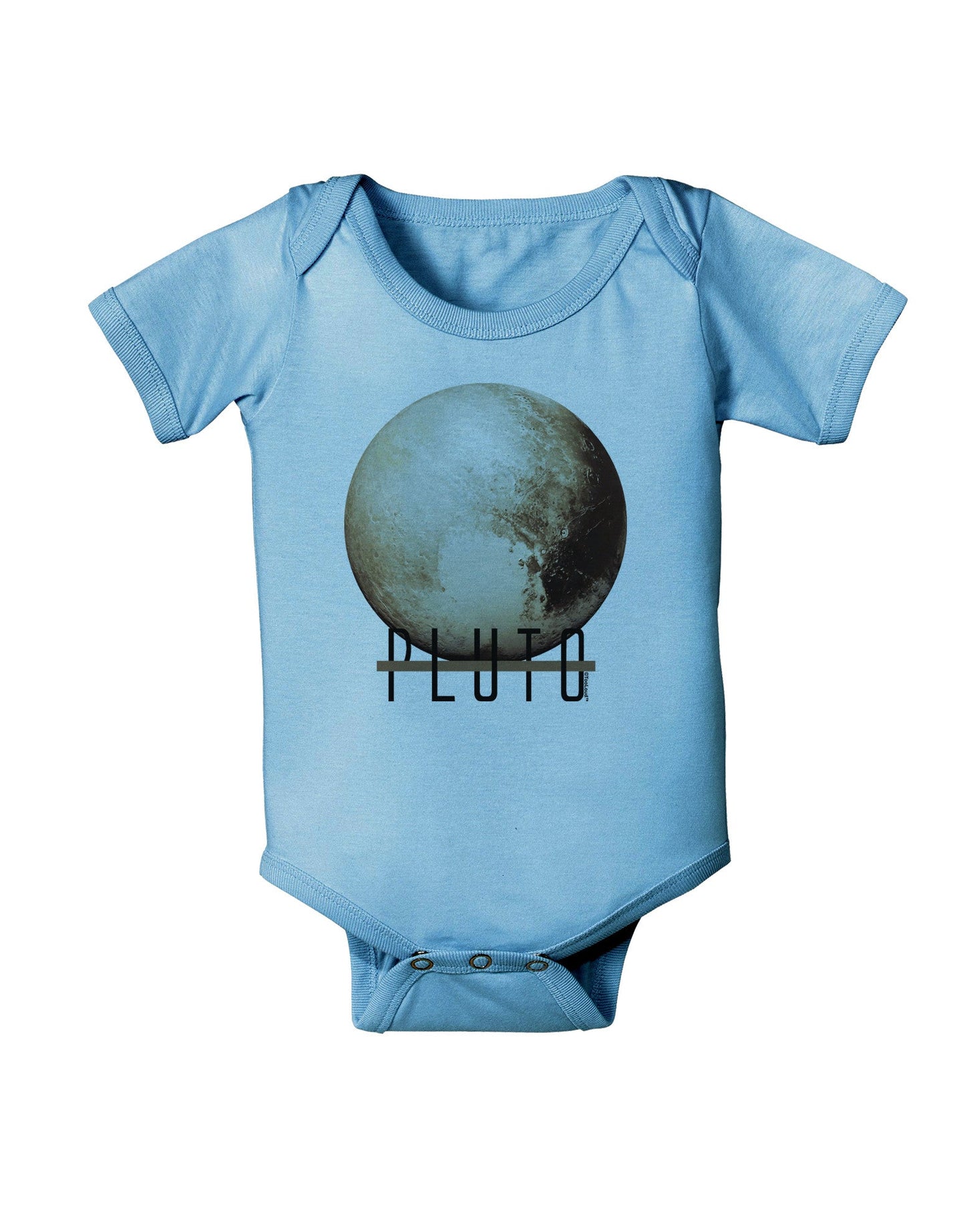 Planet Pluto Text Baby Romper Bodysuit-Baby Romper-TooLoud-LightBlue-06-Months-Davson Sales