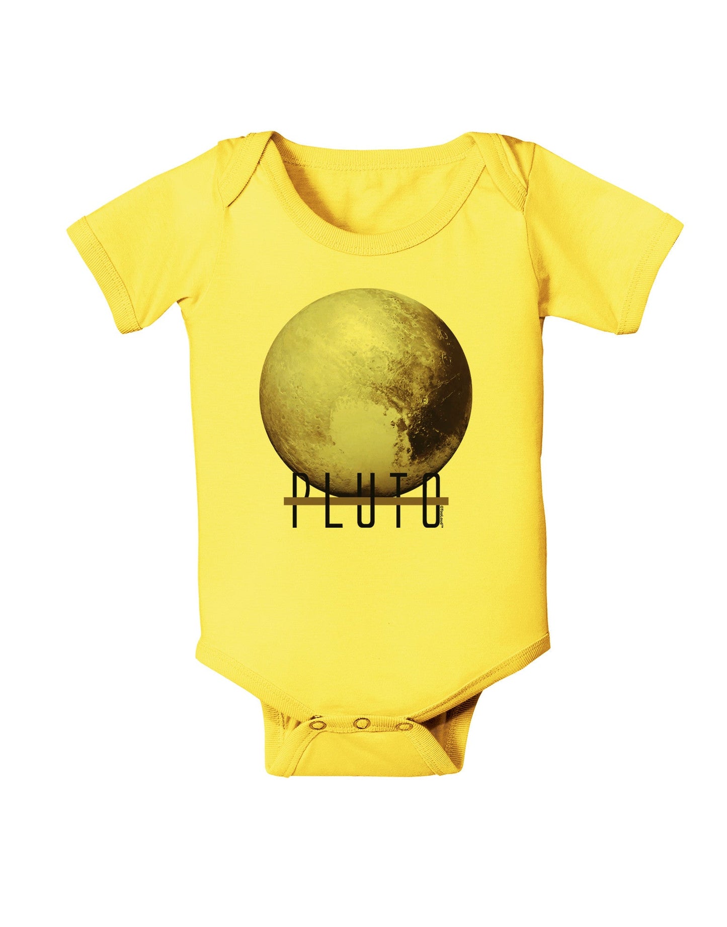 Planet Pluto Text Baby Romper Bodysuit-Baby Romper-TooLoud-Yellow-06-Months-Davson Sales