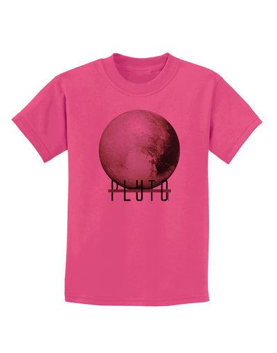 Planet Pluto Text Childrens T-Shirt-Childrens T-Shirt-TooLoud-Sangria-X-Small-Davson Sales