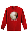 Planet Pluto Text Dark Adult Long Sleeve Dark T-Shirt-TooLoud-Red-Small-Davson Sales