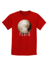 Planet Pluto Text Dark Childrens Dark T-Shirt-Childrens T-Shirt-TooLoud-Red-X-Small-Davson Sales