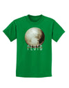 Planet Pluto Text Dark Childrens Dark T-Shirt-Childrens T-Shirt-TooLoud-Kelly-Green-X-Small-Davson Sales