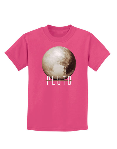 Planet Pluto Text Dark Childrens Dark T-Shirt-Childrens T-Shirt-TooLoud-Sangria-X-Small-Davson Sales