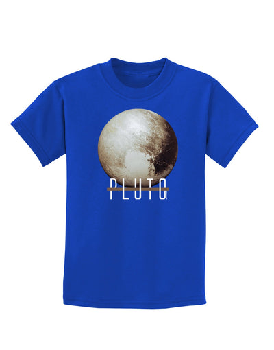 Planet Pluto Text Dark Childrens Dark T-Shirt-Childrens T-Shirt-TooLoud-Royal-Blue-X-Small-Davson Sales