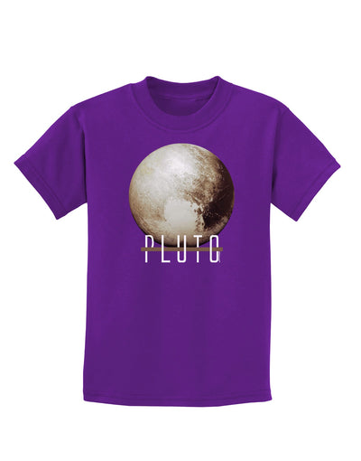 Planet Pluto Text Dark Childrens Dark T-Shirt-Childrens T-Shirt-TooLoud-Purple-X-Small-Davson Sales