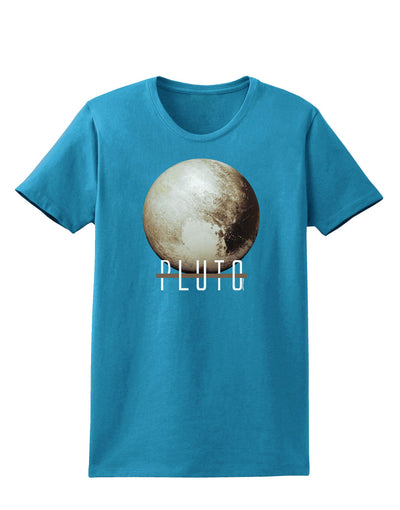 Planet Pluto Text Dark Womens Dark T-Shirt-TooLoud-Turquoise-X-Small-Davson Sales