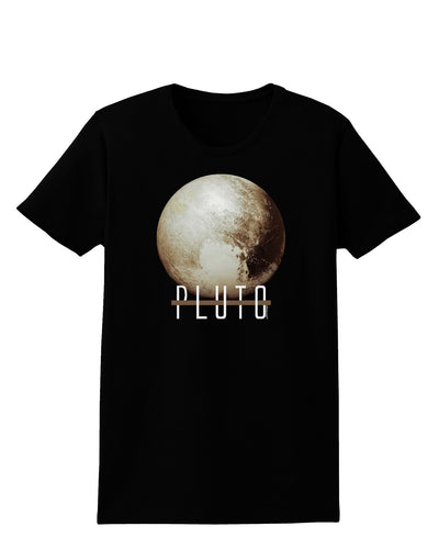 Planet Pluto Text Dark Womens Dark T-Shirt-TooLoud-Black-X-Small-Davson Sales