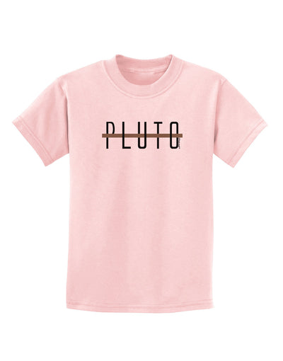 Planet Pluto Text Only Childrens T-Shirt-Childrens T-Shirt-TooLoud-PalePink-X-Small-Davson Sales