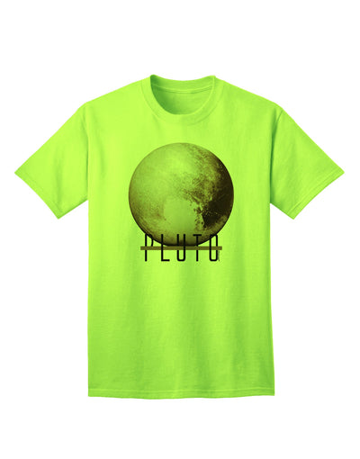 Planet Pluto Text - Premium Adult T-Shirt for Space Enthusiasts-Mens T-shirts-TooLoud-Neon-Green-Small-Davson Sales