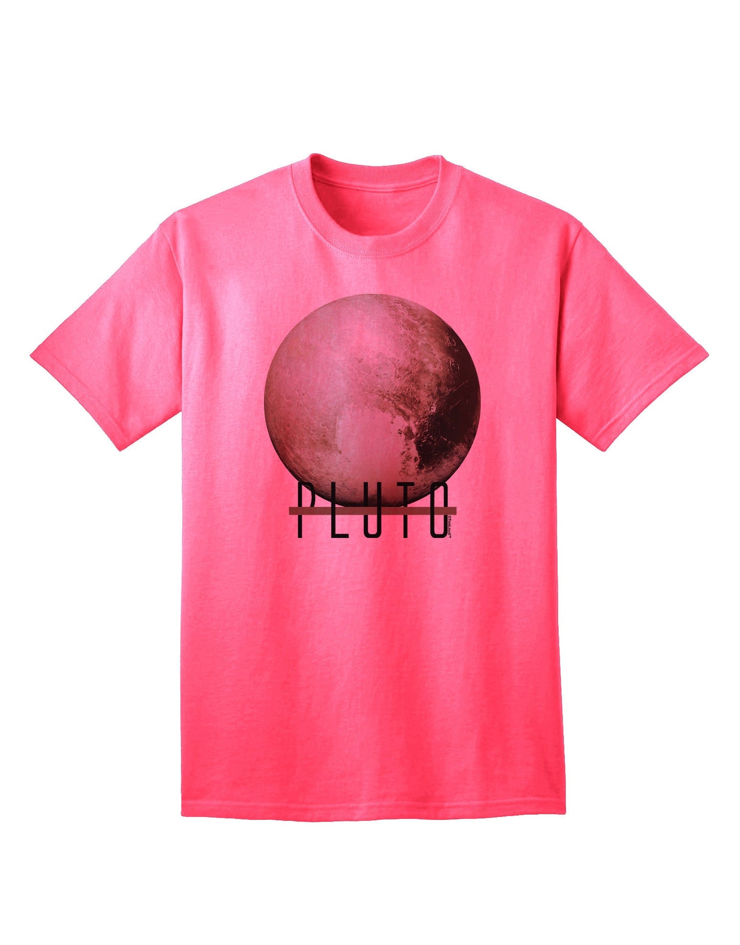 Planet Pluto Text - Premium Adult T-Shirt for Space Enthusiasts-Mens T-shirts-TooLoud-Neon-Pink-Small-Davson Sales