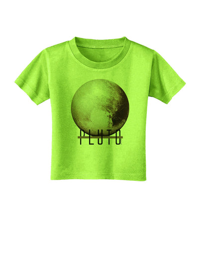 Planet Pluto Text Toddler T-Shirt-Toddler T-Shirt-TooLoud-Lime-Green-2T-Davson Sales