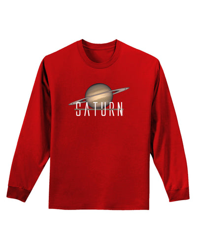 Planet Saturn Text Adult Long Sleeve Dark T-Shirt-TooLoud-Red-Small-Davson Sales