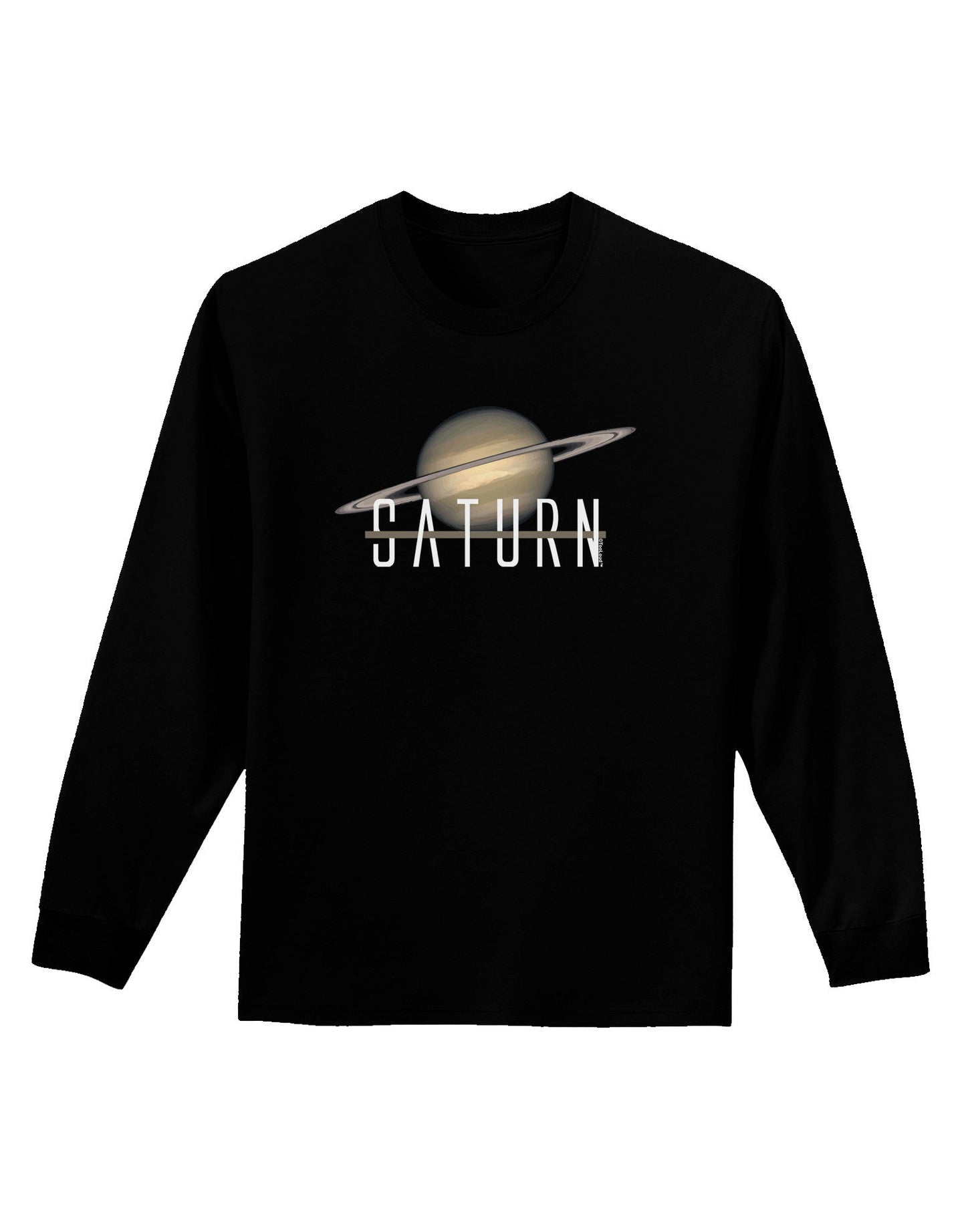 Planet Saturn Text Adult Long Sleeve Dark T-Shirt-TooLoud-Black-Small-Davson Sales