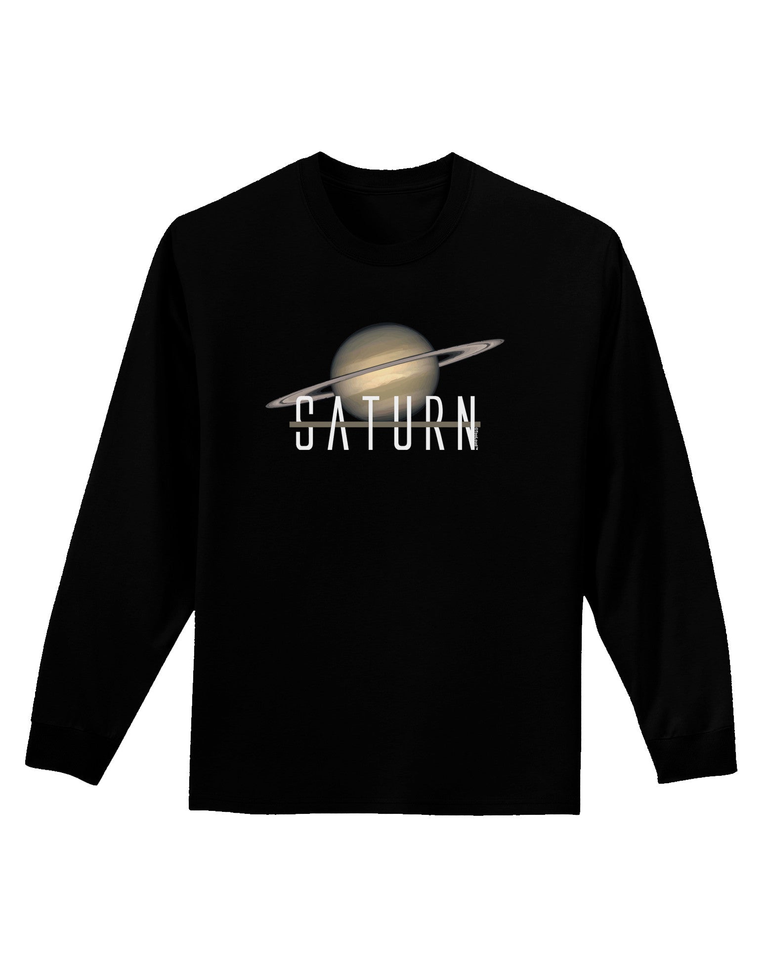 Planet Saturn Text Adult Long Sleeve Dark T-Shirt-TooLoud-Black-Small-Davson Sales