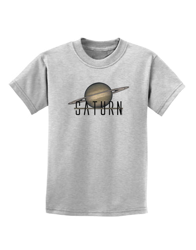 Planet Saturn Text Childrens T-Shirt-Childrens T-Shirt-TooLoud-AshGray-X-Small-Davson Sales