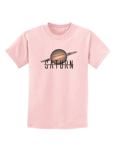 Planet Saturn Text Childrens T-Shirt-Childrens T-Shirt-TooLoud-PalePink-X-Small-Davson Sales