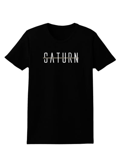 Planet Saturn Text Only Womens Dark T-Shirt-TooLoud-Black-X-Small-Davson Sales