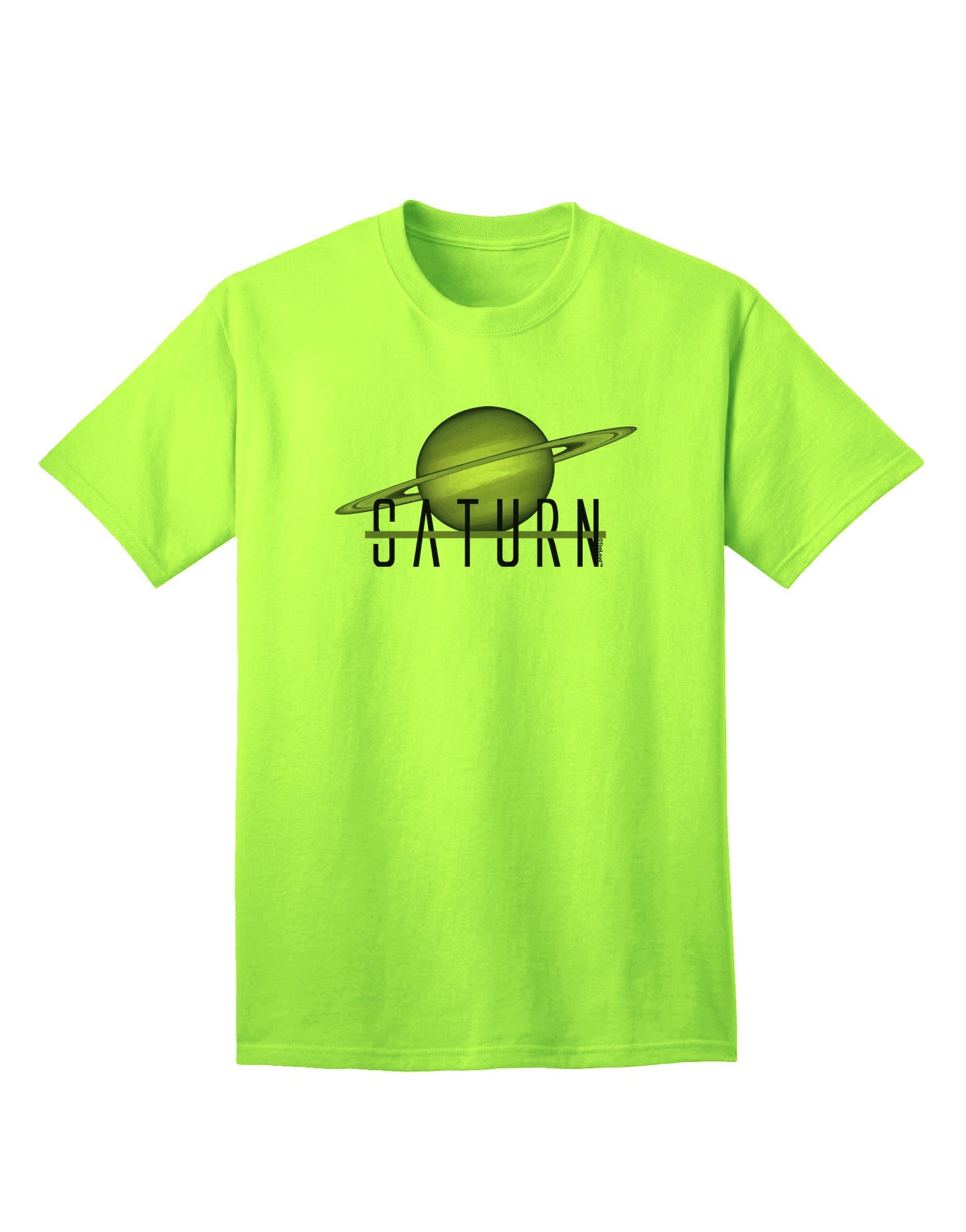 Planet Saturn Text - Premium Adult T-Shirt for Space Enthusiasts-Mens T-shirts-TooLoud-Neon-Green-Small-Davson Sales