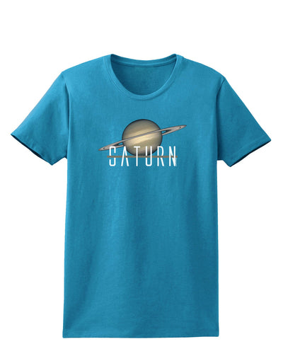 Planet Saturn Text Womens Dark T-Shirt-TooLoud-Turquoise-X-Small-Davson Sales