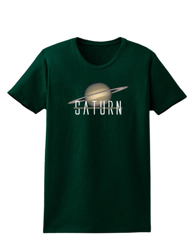 Planet Saturn Text Womens Dark T-Shirt-TooLoud-Forest-Green-Small-Davson Sales