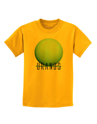 Planet Uranus Text Childrens T-Shirt-Childrens T-Shirt-TooLoud-Gold-X-Small-Davson Sales