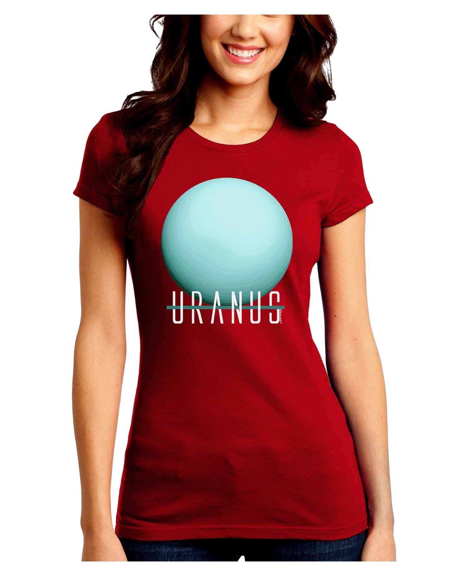 Planet Uranus Text Juniors Petite Crew Dark T-Shirt-T-Shirts Juniors Tops-TooLoud-Red-Juniors Fitted Small-Davson Sales