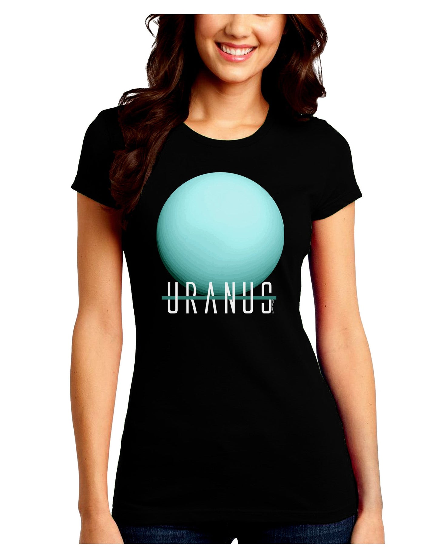 Planet Uranus Text Juniors Petite Crew Dark T-Shirt-T-Shirts Juniors Tops-TooLoud-Black-Juniors Fitted Small-Davson Sales
