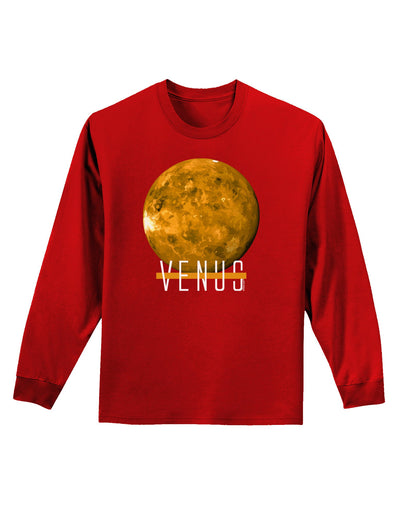 Planet Venus Text Adult Long Sleeve Dark T-Shirt-TooLoud-Red-Small-Davson Sales