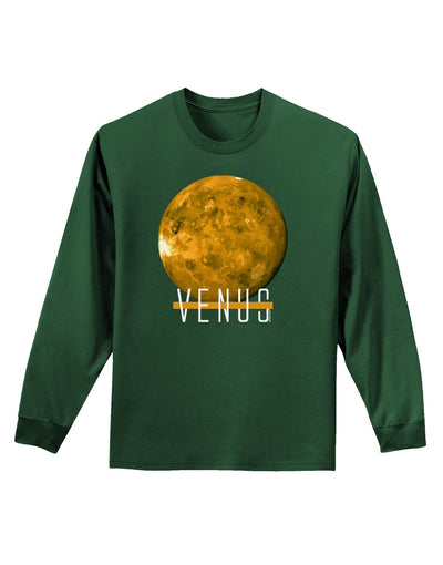 Planet Venus Text Adult Long Sleeve Dark T-Shirt-TooLoud-Dark-Green-Small-Davson Sales