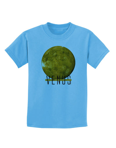 Planet Venus Text Childrens T-Shirt-Childrens T-Shirt-TooLoud-Aquatic-Blue-X-Small-Davson Sales