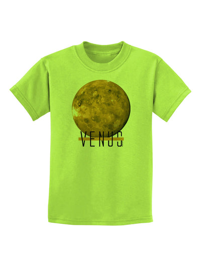 Planet Venus Text Childrens T-Shirt-Childrens T-Shirt-TooLoud-Lime-Green-X-Small-Davson Sales