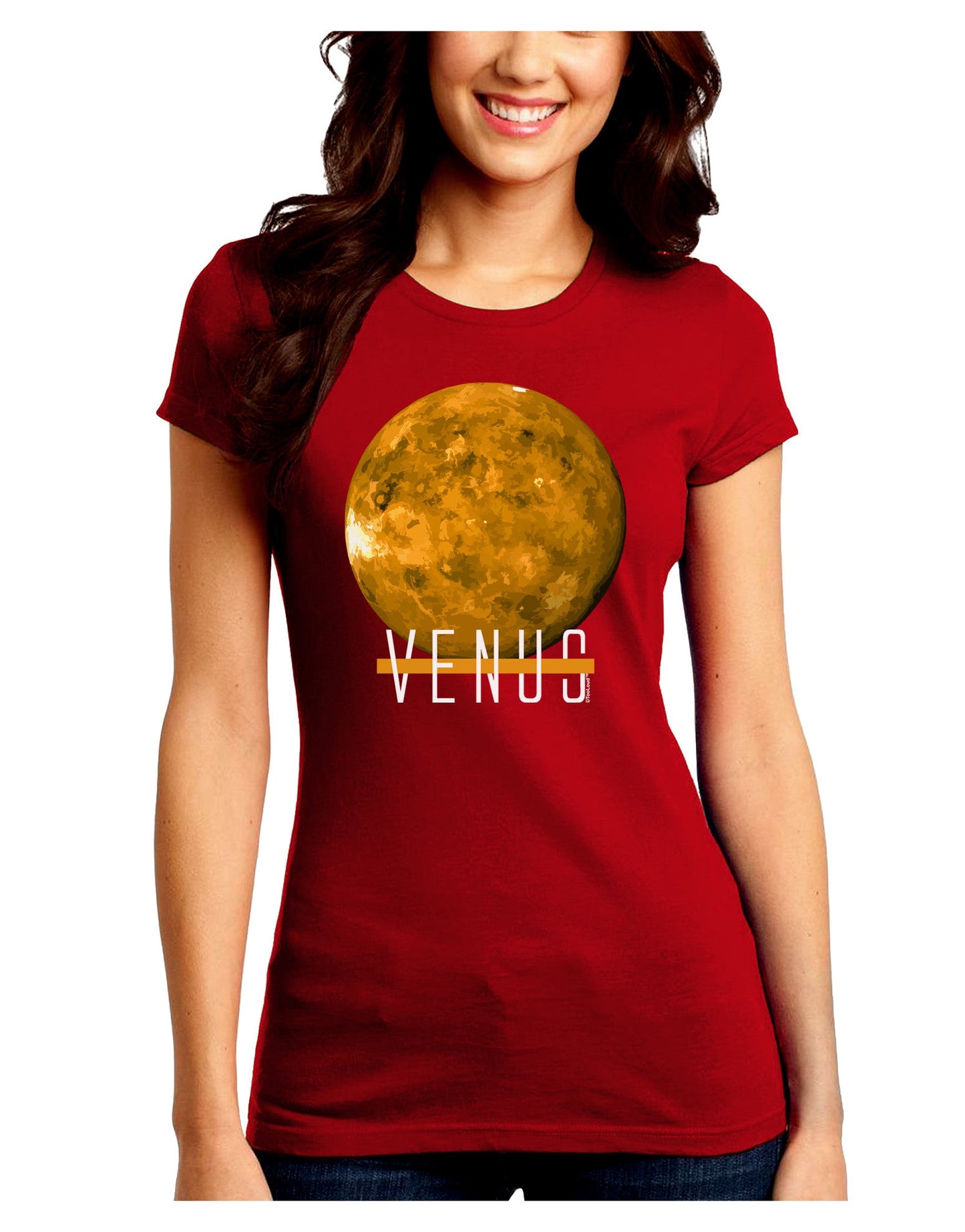 Planet Venus Text Juniors Petite Crew Dark T-Shirt-T-Shirts Juniors Tops-TooLoud-Red-Juniors Fitted Small-Davson Sales