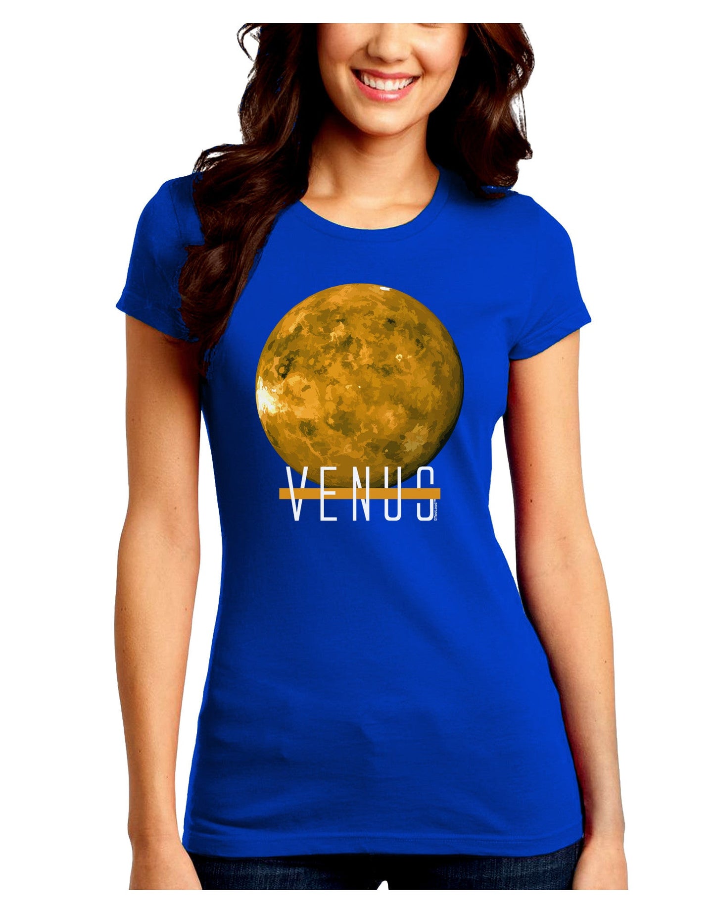 Planet Venus Text Juniors Petite Crew Dark T-Shirt-T-Shirts Juniors Tops-TooLoud-Royal-Blue-Juniors Fitted Small-Davson Sales
