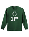 Player One Couples Design Adult Long Sleeve Dark T-Shirt-TooLoud-Dark-Green-Small-Davson Sales