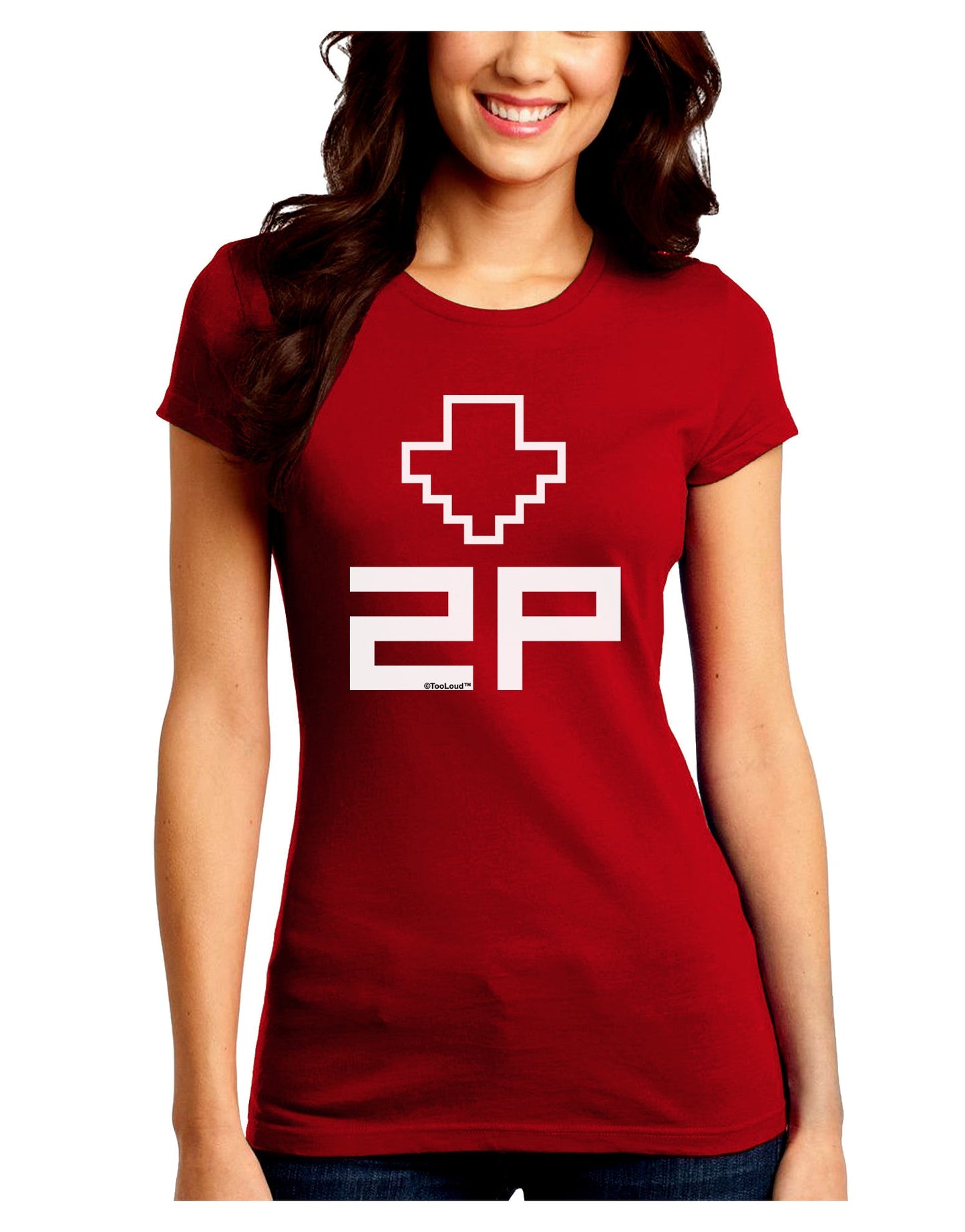 Player Two Selection Icon Juniors Petite Crew Dark T-Shirt-T-Shirts Juniors Tops-TooLoud-Red-Juniors Fitted Small-Davson Sales