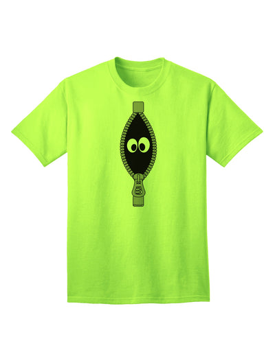 Playful Zipper Design Adult T-Shirt with Whimsical Eye Accents by TooLoud-Mens T-shirts-TooLoud-Neon-Green-Small-Davson Sales