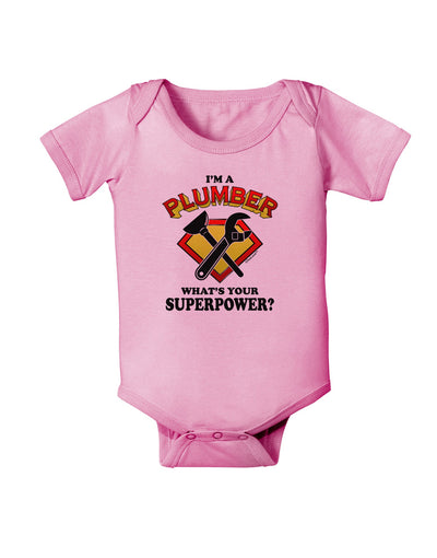 Plumber - Superpower Baby Romper Bodysuit-Baby Romper-TooLoud-Pink-06-Months-Davson Sales