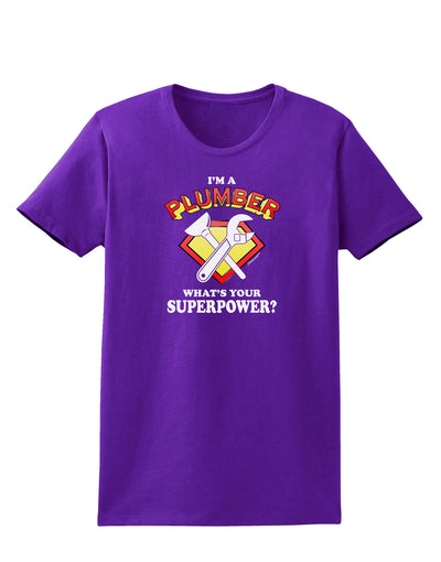 Plumber - Superpower Womens Dark T-Shirt-TooLoud-Purple-X-Small-Davson Sales