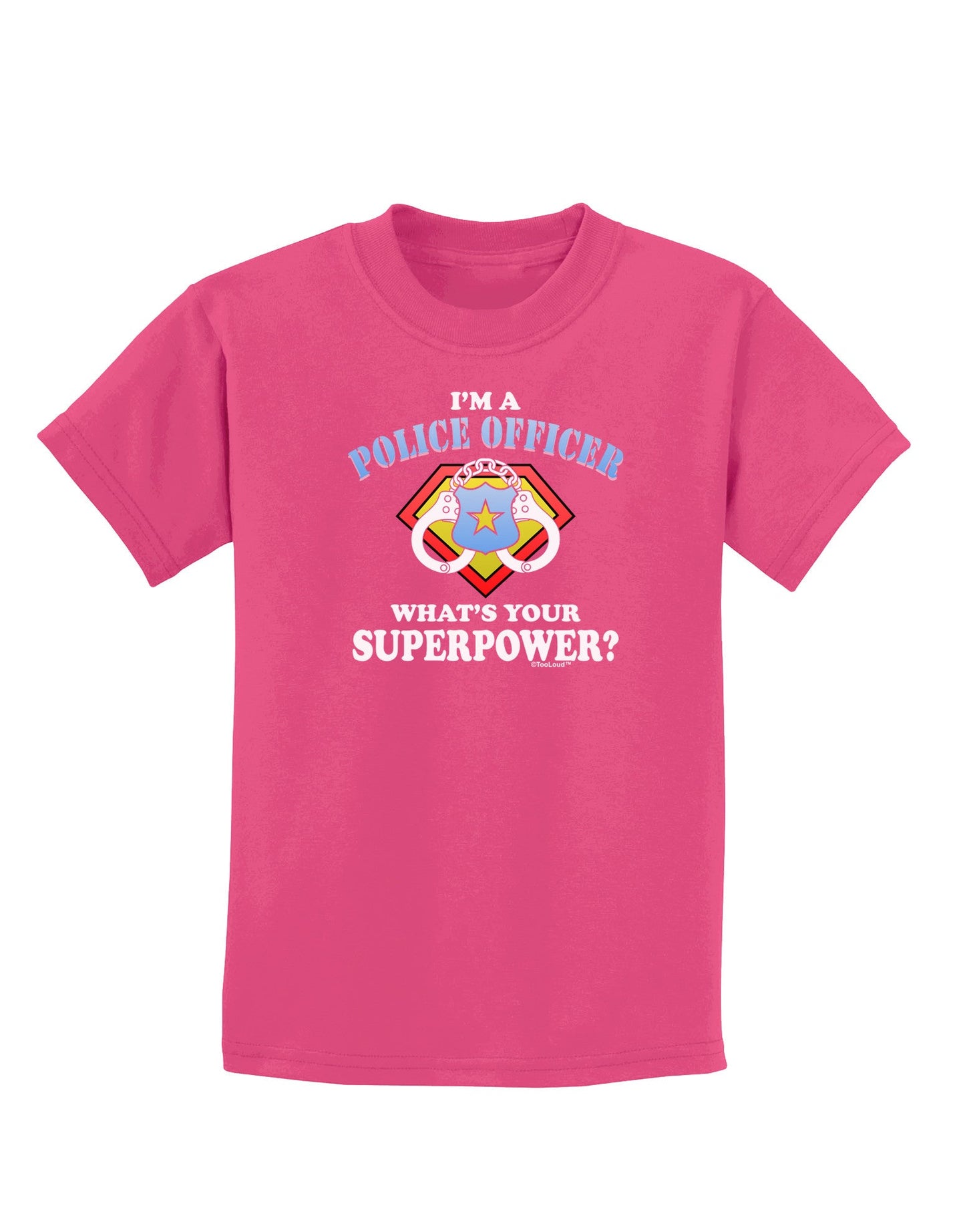 Police Officer - Superpower Childrens Dark T-Shirt-Childrens T-Shirt-TooLoud-Sangria-X-Small-Davson Sales