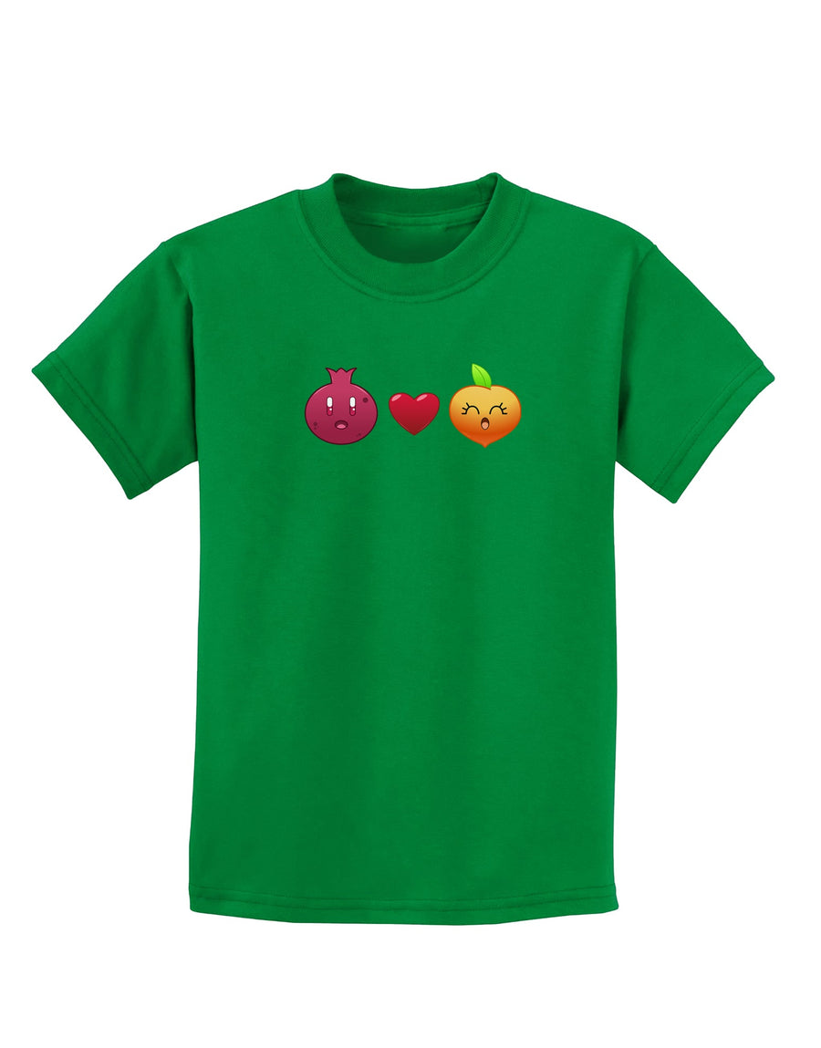 Pomegranate Heart Peach Childrens Dark T-Shirt-Childrens T-Shirt-TooLoud-Black-X-Small-Davson Sales