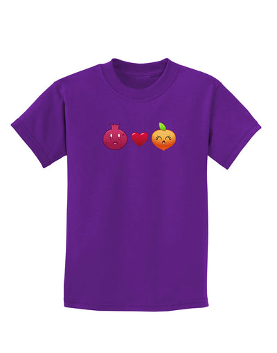 Pomegranate Heart Peach Childrens Dark T-Shirt-Childrens T-Shirt-TooLoud-Purple-X-Small-Davson Sales